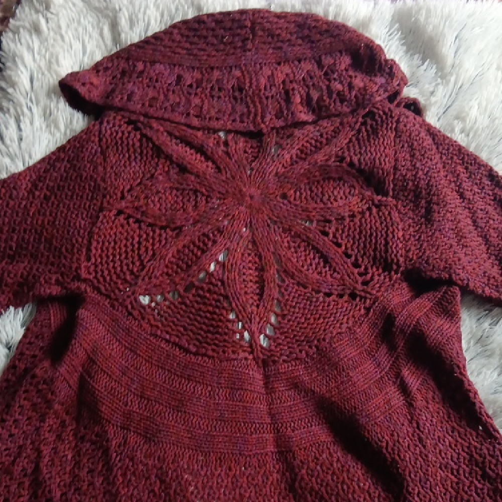 Liz Claiborne Maroon Open-Front Cardigan - Picture 2 of 4